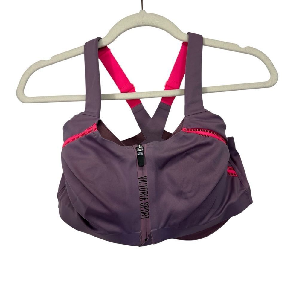Victoria's Secret sz 34DDD Incredible Knockout Purple Ultra Max Zip Up Sport Bra